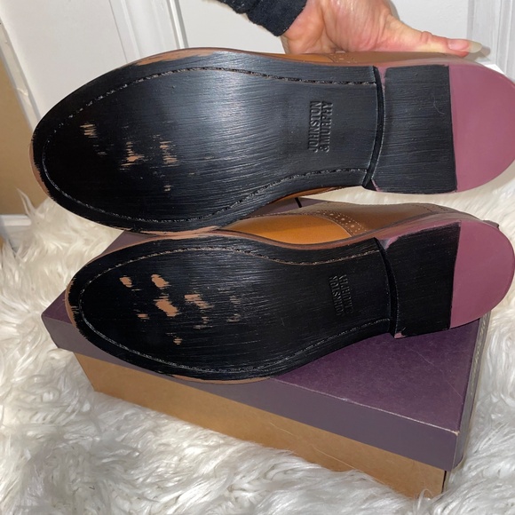 Jonhston & Murphy bk Contad tan/dk brown fg leather shoes Men’s size 7 - Picture 9 of 12